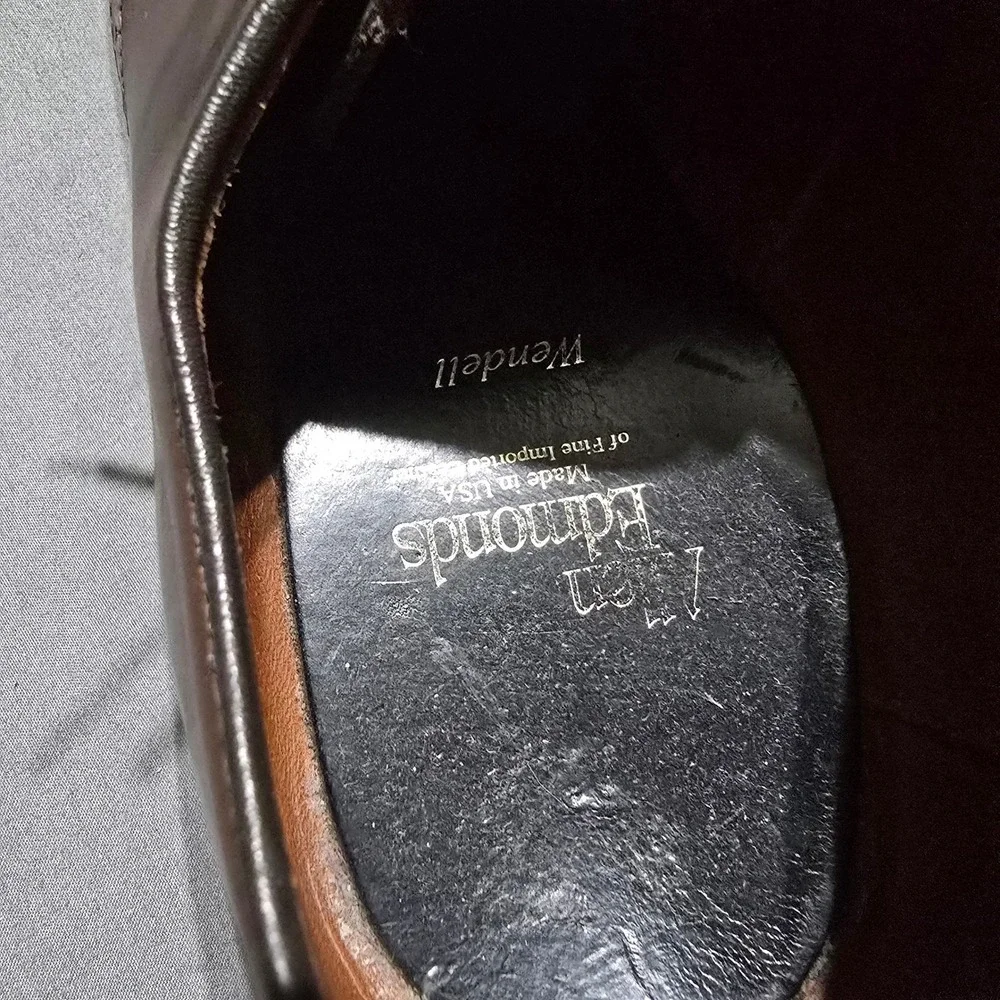 Allen Edmonds Wendell Dress Shoes Mens 9.5 C Brown Leather Brogue Derby Oxfor